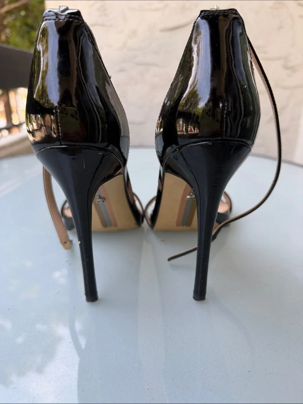 Sam Edelman Black Patent Open-Toe Ankle Strap Heels